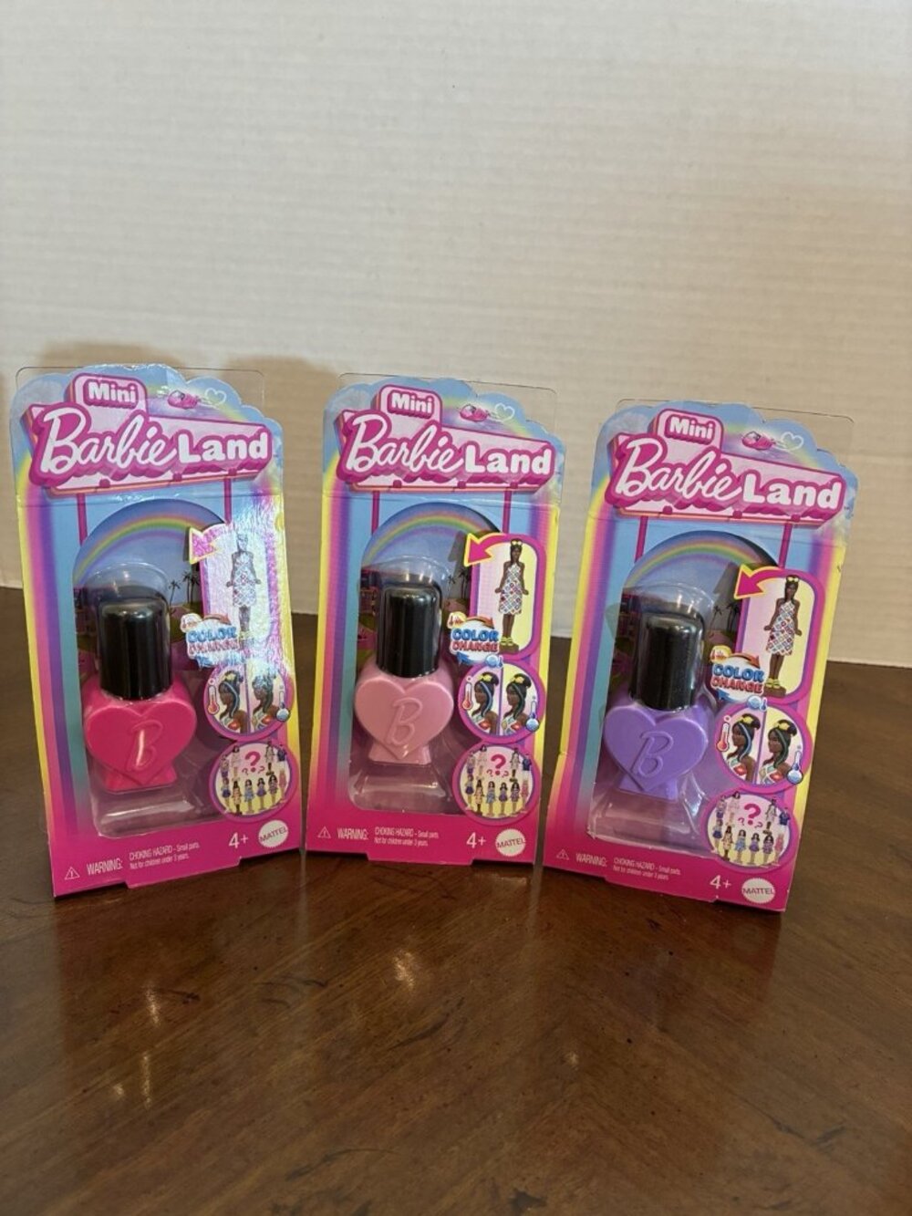 Set Of Three Mini Barbie Land Color Reveal Dolls 1.5” Doll